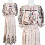 Anthropologie  The Somerset Puff Sleeve Maxi Dress Cream Floral Large Cottage Photo 8