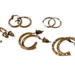 Gold Textured Mini Hoop Fashion Earring Set Photo 1
