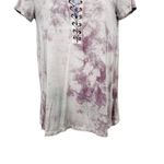 American Eagle  Soft & Sexy Tee Short Sleeve Lace Up Tie Dye T-Shirt Top Photo 4