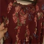 Xhilaration Xhiliration Red Floral Boho Fall Smocked Dress Preppy Dark Academia POCKETS Photo 2