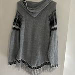 Women’s wool pullover sweater with‎ fringe bottom Gray Photo 2