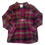 Blair  Plaid Flannel‎ Tunic Top Embroidered Pink Brown Green Womens S Fall Blouse Photo 0