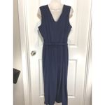 Nina Leonard NWT  Navy Blue Jersey Button Front Wide Leg Jumpsuit 1X Casual Party Photo 6