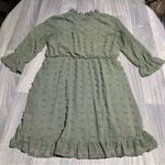 Tacera Sage Green Bubble Puff Fringe Dress; Medium Women’s Photo 7