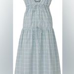 Victoria Beckham Check Print Tie Dress Maxi Blue Green size 6 Photo 2