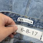 ZARA Shorts Womens 14 Blue Denim High Rise Medium Wash Zip Fly 5-Pocket Mom Fit Photo 2