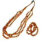 Chico's New  Orange Beaded 3 Strand Long Boho Necklace and Bracelet Set Photo 14