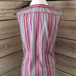 Striped Button Down Sleeveless Shirt Multi Size M Photo 3