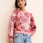 Farm Rio  Pink Hearts Sequin Sweater Size Large Pink Red Valentines Day Heart Photo 6