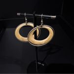 Vintage lucite cream/gold double hoop earrings Gold Photo 13