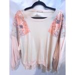We The Free  Patchwork Long Sleeve Top Cream Pink Paisley Butterfly Boho Small Photo 2