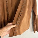 Vocal Caramel Brown Suede Cardigan Open Jacket Rivets Western Cowgirl Fall Photo 4