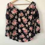 Shyanne Country Black Floral Long Bell Sleeve Off Shoulder Top S Photo 1