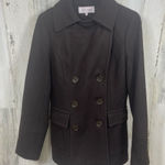 Calvin Klein  Peacoat size 8 Dark Brown Double Breasted Wool Blend Classic NWOT Photo 0