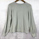 Basic Milano Women Sweater Large Balloon Sleeve Minimalist Old Money Luxury Knit Gray Photo 0