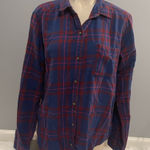 Hollister Red blue plaid flannel button up shirt top blouse woman’s large Photo 0