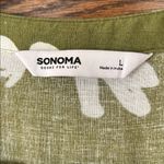 Sonoma Femme Puff Linen Blend Midi Dress Green Floral Button Down Women’s large Photo 4