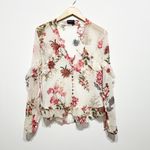 Nicholas Silk Chiffon Semi Sheer Long Sleeve Ruffle Button Front Blouse Shirt 2 Photo 0