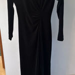 Women's Dark Green Velvet V Neck Long Sleeve Long with Slit Dress size Small Photo 0