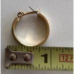Vintage Monet Earrings Cream Enamel HOOP Gold Tone Pierced Women’s 1” Western Photo 5