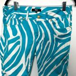 Versace Versus Turquoise Zebra Animal Print Skinny Jeans Photo 2