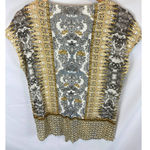 Lucky Brand Patterned V Neck Tie Bottom Top Size Medium Photo 6