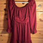 Women’s size small red ruffle tie back dress color maroon Photo 1