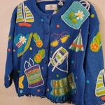 Vintage Cardigan Knit Sweater M Design Options Philip Jane Gordon Sailboat Beach Size M Photo 0