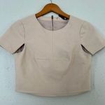 Tibi  Cream Short Sleeve Crop Top Size 4 Photo 0