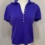 St. John  Purple 100% Cashmere Pearl Button Blouse Top Medium Photo 0