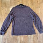 Three Dots  purple waffled puff sleeve funnel neck sweater Photo 4