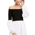 Free People NWT  Chunky Rib Sweater Mini Dress Black & White Size XS Photo 0