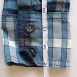Free People  Oversized Raw Hem Button Down Shirt S Blue Plaid Photo 7
