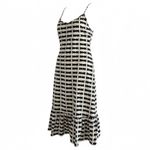 Bel Kazan Bow Print Maxi Dress Black White Ruffle Hem Boho Resort large Photo 1