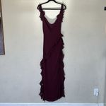 House Of CB  ARIELA‎ MULBERRY RUFFLE MAXI DRESS wine size XL NWOT Photo 3