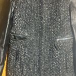 ZARA Black Blazer with Tweed and Leather Contrast Photo 2