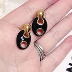 Givenchy Authentic Rare Vintage Black & Gold Enamel / Metal Abstract Earrings Photo 5