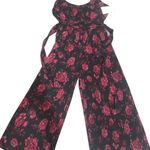 Eyeshadow  nwt floral jumpsuit boho classic ribbed wide leg belted rose spring Photo 1