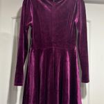 Lulus Sweet Desire Magenta Velvet Long Sleeve Skater Dress Size Small .  NWT Photo 7