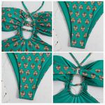 🏷️ One piece bathing suit and Coverup Set Green Floral Size Medium Photo 5