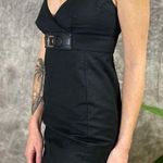 Michael Kors Bodycon Silver Belt Buckle Sexy Little Black Dress Mini Length LBD Photo 2