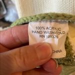 Bongo Crochet Acrylic Cream Winter Scarf with Green Accent Womens Girls Photo 4