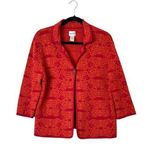 Chico's  Wool Blend Knit Blazer Printed Cardigan Size 1 Photo 0