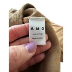 AMO Women's Pullover Henley Shirt Small 100% Cotton Brown Long Sleeve Terry K8 Photo 3