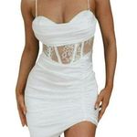 Only One and  Collective Corset Style Lace Inset Mini Dress White Size Large NWT Photo 0