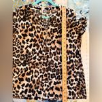 Anne Klein M Leopard Print Short Sleeve Blouse Top V-Neck Pullover NWOT Photo 10