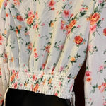 🆕 Meraki White & Floral Long Sleve Crop Top with Sinch Sides Size XS Photo 9