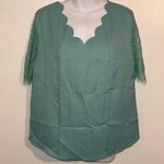 SheIn Women’s Scallop Trim Contrast Eyelash Lace Blouse 🆕 Large 8/10 Photo 2