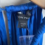 Boston Proper  Pleated High Neck Blouson Blue Midi Dress Photo 5