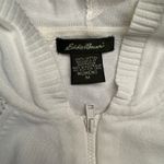 Eddie Bauer White Cotton Knit Zip Up Hoodie Sweater Women's M Mesh Detail Photo 1